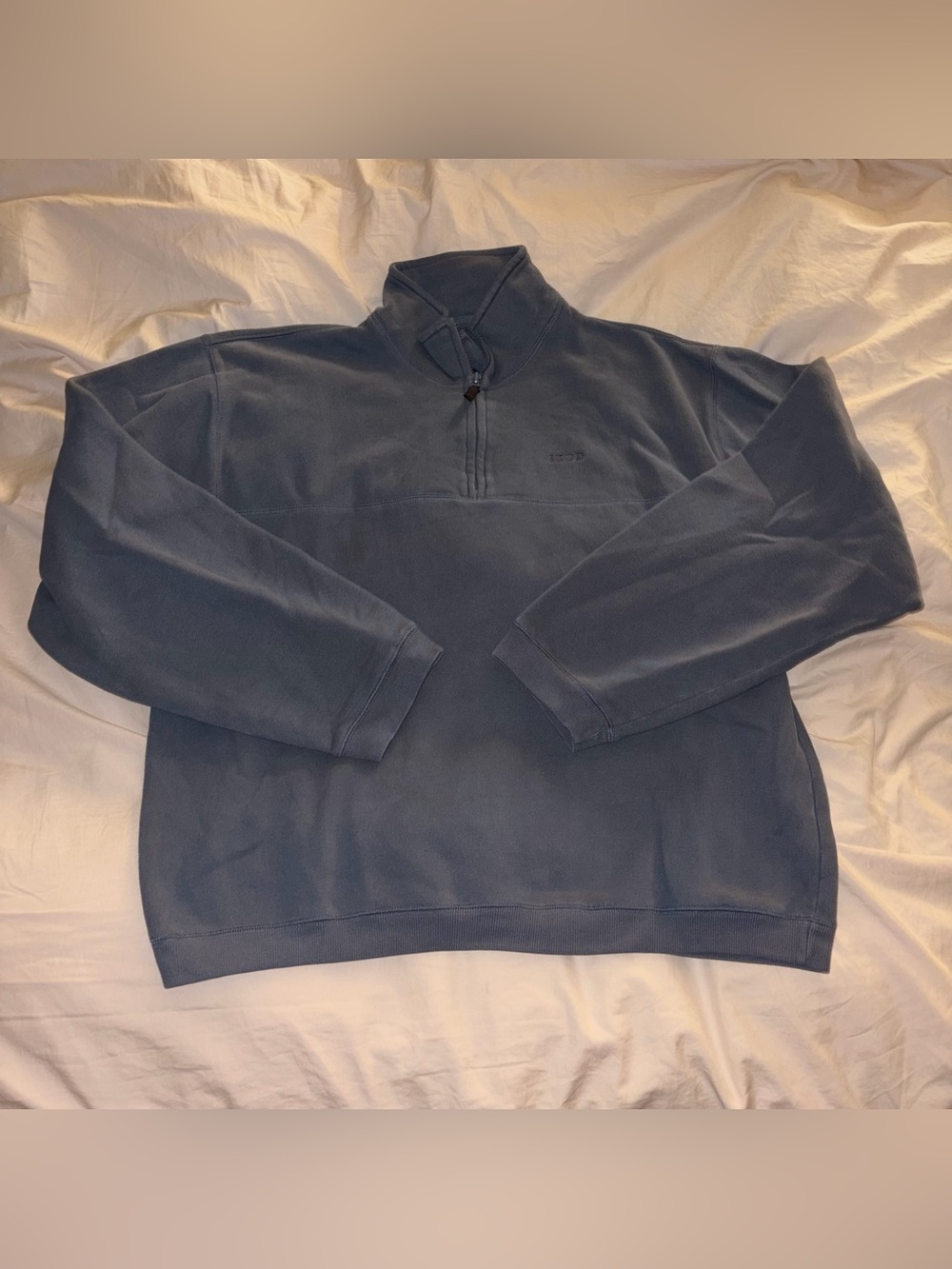 Y2K Izod Blue Gray Cotton & Polyester Quarter Zip Fleece Sweatshirt size XL